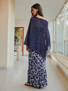 Nöista 酒红色透明面料晚礼服，宽松舒适。优雅正式，适合婚礼宾客、伴娘、舞会、晚宴、生日等场合。 - 藏蓝色 - 查看 2
