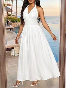 SHEIN Lady 女士长裙 - 白色 - 查看 4