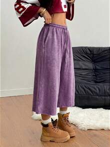 Coolane Women Summer Cotton Spring Streetwear Back To School Vintage Washed Distressed, Comfortable Denim Effect Purple Shorts Summer Outfits For Women - Purple - View 5