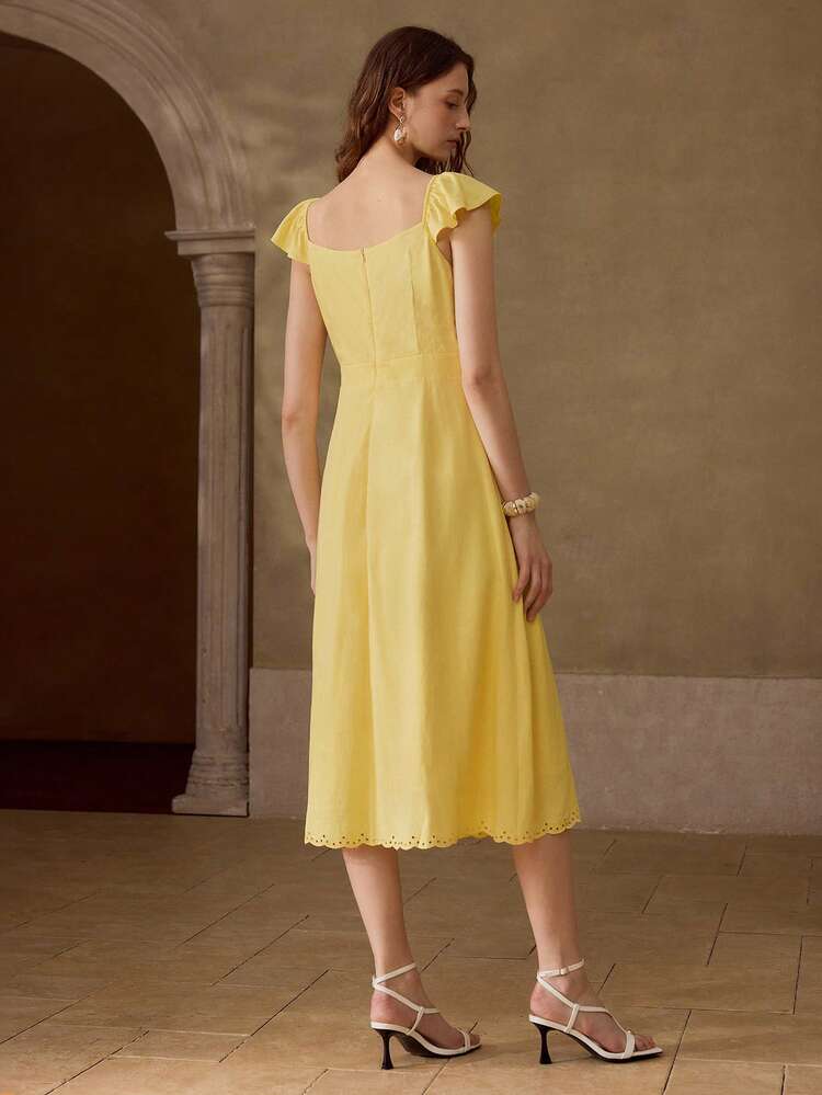WOMEN'S LINEN EMBROIDERED DRESS, SPRING/SUMMER