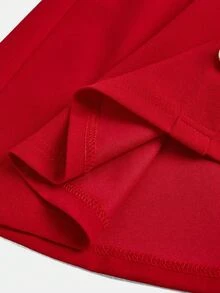 SHEIN 青少年女孩紅色與金色優雅金屬鈕扣A字迷你裙 - 紅色 - 查看 5