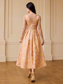 ZEYLAH Vestido sin mangas de jacquard, primavera/verano - Naranja - Ver 3