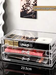Transparent Makeup Organization Drawer - Dustproof, Stackable Desktop Lip Gloss Lipstick Jewelry=Storage Rack With Clear View - Perfect Makeup Storage And Display - Clear - View 2