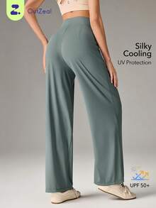 OutZeal Women Sports Pants Daily Casual Lounge UV Protection Cool Touch Silky Soft Wide Leg Active Bottom - Green - View 1