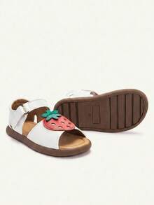 Cozy Pixies Một đôi sandal mùa hè đa năng, phong cách đồng quê, thoải mái, đế mềm rỗng, họa tiết dâu tây 3D dễ thương, màu nâu, đế bằng cho bé gái, thích hợp cho mùa lễ hội. - trắng - Xem 7