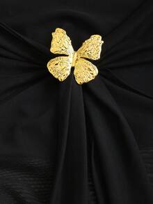 Sweetra Damen Gold Schmetterling Dekor ärmelloses kurzes Weste, Frühling/Sommer/Herbst - Schwarz - Übersicht 4