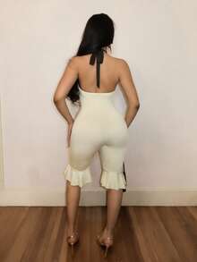 SHEIN BamGlam 女士豹纹撞色拼接吊带性感连体裤 - 彩色 - 查看 2
