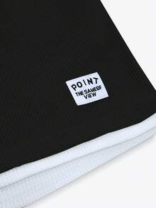 Manfinity RSRT Men's Waffle Texture Contrast Color Casual Shorts, Holiday Style - Black - View 4