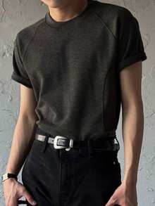 DAZY Men's Casual Short Sleeve Dark Gray T-Shirt, Summer - Dark Grey - View 7