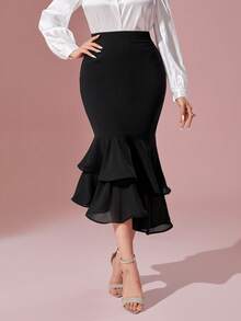 Modelyn Gonna con orlo a sirena vita alta - nero - Visualizzare 7