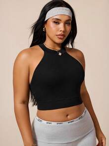 Rhythm Era Plus Size Women Sports Bra Seamless Fitness Yoga Workout Running Training Top - Black - View 4