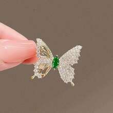 Cirelle Nature-Inspired Crystal Brooch - Four-Leaf Clover/Maple Leaf/Butterfly Design, Elegant Rhinestone Lapel Pin For Women's Daily Wear - Multicolor - View 15