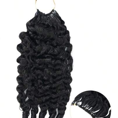 Boho Braids 缅甸卷发 60克 50束 女士钩编发 14-22英寸 缅甸卷发束 100% Remy真人发 预先分离 隐形奇迹结 羽毛钩编真人发 波西米亚风接发 自然黑 1B#