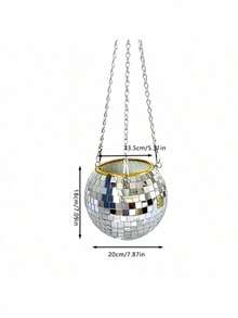 1pc Disco Ball Planter Suspended Mirror Spherical Plastic Flowerpot, Gardening Basket, Disco Flowerpot Festival Decoration Home Decor, Room Decor, Wall Decor Gifts Birthday Graduation - Silver - View 12