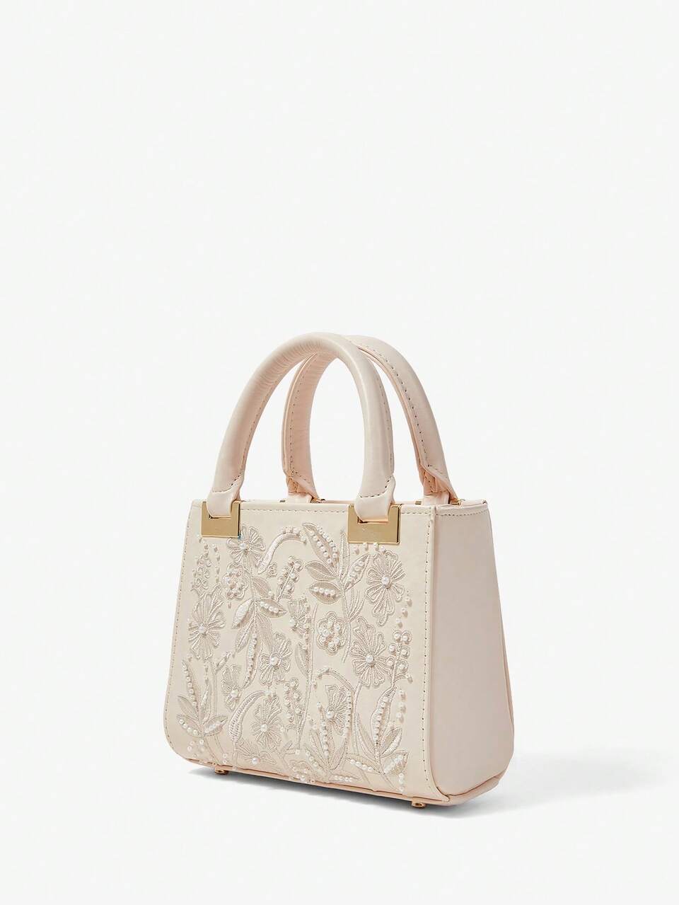 SHEIN Maija Ladies, Women Top Handle Bags, Faux Leather, Khaki, Embroidery, Beads, Fashionable, Elegant , Simple, Personalized, Versatile, Classic, For Party, Wedding, Date, Birthday, Evening, Date Nigh, Banquet