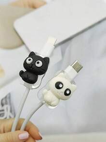 2pcs Cat Cable Protector, Durable Tear-Resistant Phone Charger Accessory, Desktop Cable Management, Fun Gift - Multicolor - View 7