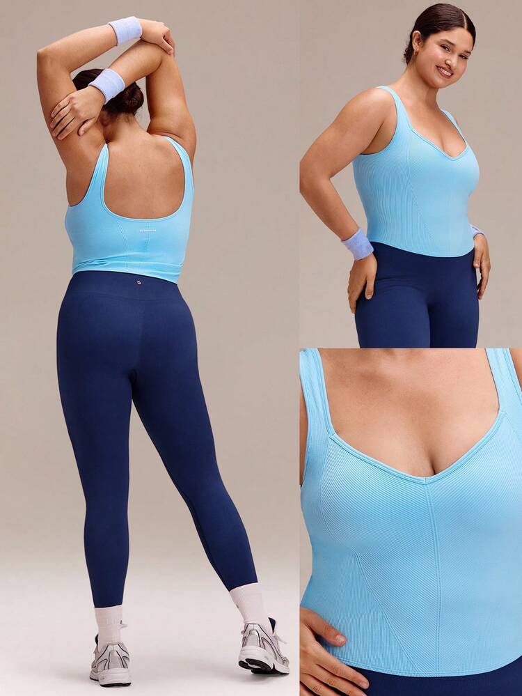 Plus Size Ultrafine Soft Seamless Rock Every Rep Sweetheart Neckline Asymmetric Hem Removable Cups Corset-Style Tank Top Training Running Workout Gym Fitness Active Wear