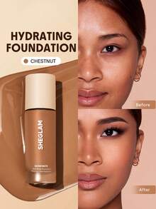 SHEGLAM Skinfinite Hydrating Foundation-Chestnut Flawless Dewy Foundation Hydrating Coverage Invisible Pore Concealer Pore-Less Non-Greasy Lightweight Soft Liquid Foundation - Chestnut - View 2