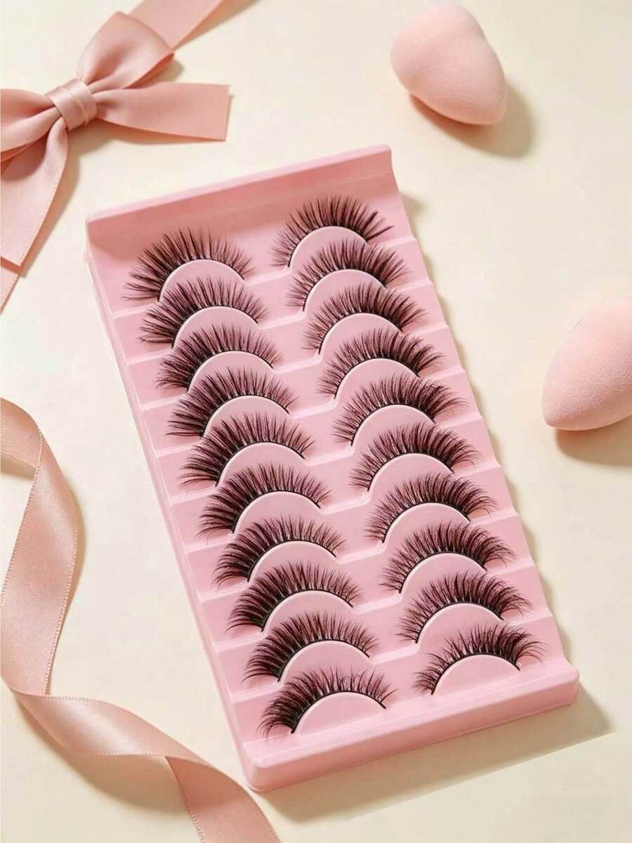 MAGEFY 10 Pairs Natural Fluffy False Lashes, Dramatic Voluminous Wispy Eyelashes, Spring Summer Eye Makeup, Party Comic Style, Glam Travel Essentials Gift Ideas - Black - View 1