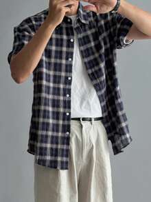 DAZY Men's Plaid Short Sleeve Shirt, Multi-Color, Summer - Multicolor - View 4