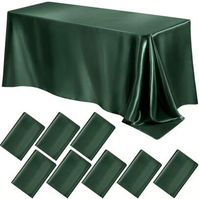 Mantel rectangular elegante de satén - Tela suave y lavable para bodas, fiestas, banquetes | Cubierta de mesa decorativa con aspecto de seda - Blanco, champán, lujo para comedor, eventos, hogar, restaurante (Múltiples tamaños disponibles)