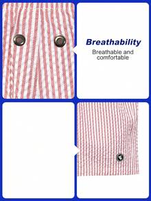 Azuldrift Men's Summer Striped Drawstring Waist Beach Shorts Holiday / Vacation / Beach / Hawaii / Tropical / Swim /  Bathing - Pink - View 3