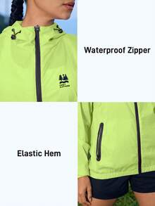 In My Nature Jaket Hujan Luar Ruangan Wanita Warna Hijau Fluorescent dengan Tudung - Hijau - View 5