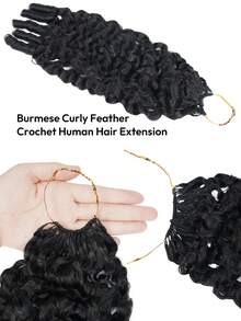 Boho Braids 缅甸卷发 60克 50束 女士钩编发 14-22英寸 缅甸卷发束 100% Remy真人发 预先分离 隐形奇迹结 羽毛钩编真人发 波西米亚风接发 自然黑 1B# - S1B - 查看 5