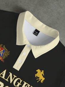 Chillumni Áo Polo nam kiểu dáng thường ngày phối màu, có huy hiệu, logo Los Angeles 1989, thích hợp cho mặc hàng ngày và các buổi gặp gỡ. - Nhiều màu - Xem 4