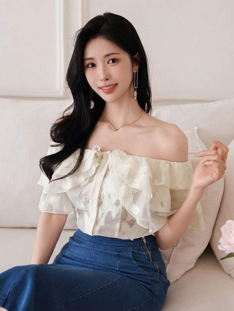 Women's Lace Beach Vacation Casual Shirt, Spring & Summer