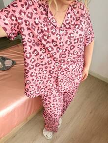 Slumberry CURVE Sweet Bow Print Plus Size Pajama Set - Pink - View 4