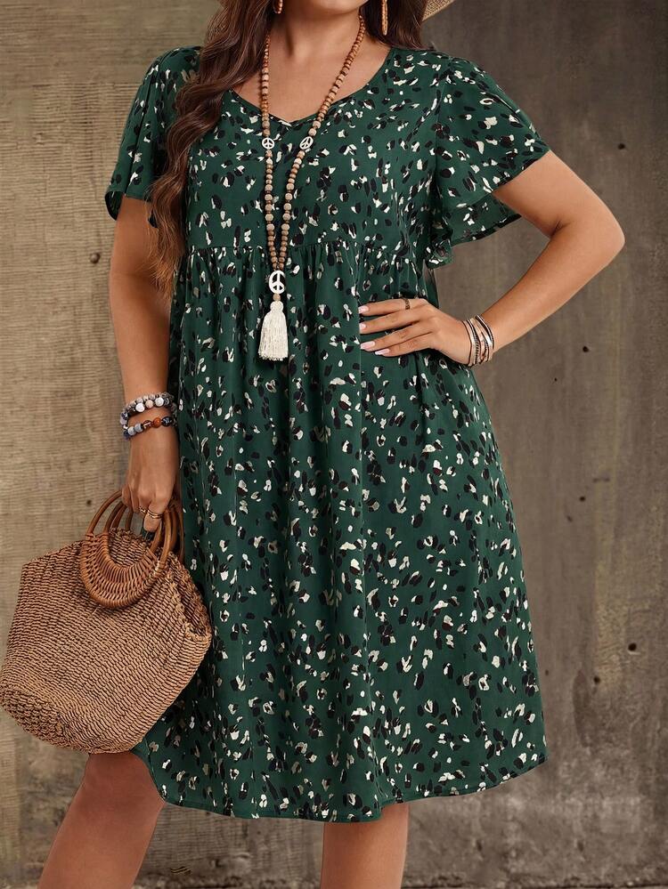 Plus Size V-Neck Short Sleeve Casual Dress,Country Casual Vacation Outfits Woman,Simple And Fashionable For Everyday Wear,Summer Tops Women,Summer Outfits For Women