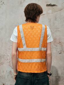 ROMWE MEN Street Life Men's Contrast Color Lace Patchwork Front Zipper Vest - Multicolor - View 3
