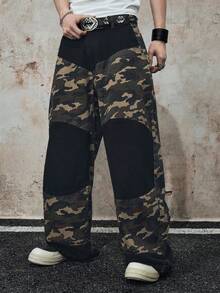 ROMWE MEN Street Life Quần jeans nam ống cong phối họa tiết rằn ri. - Nhiều màu - Xem 5