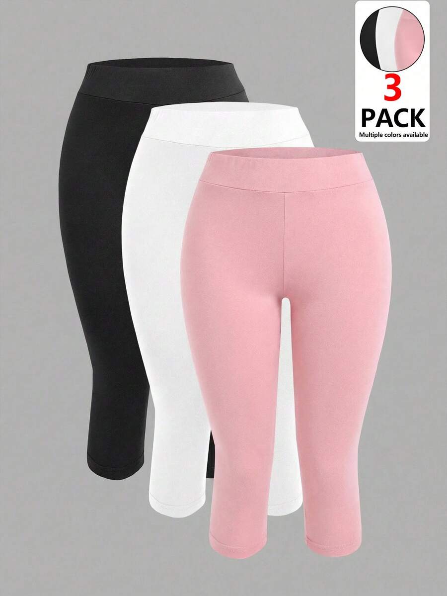 SHEIN EZwear Bộ 3 quần legging lửng 3/4 cho nữ, đen trắng hồng, kiểu dáng thường ngày, đa năng, thích hợp cho các buổi đi chơi, trang phục thể thao mùa thu, đi làm hàng ngày, hẹn hò, tụ họp, mùa thu/đông/hè, Giáng sinh, Năm mới, Lễ Tạ ơn, tiệc tùng, đám cưới, bãi biển, lễ tốt nghiệp, thời trang, thanh lịch, thường ngày, đi chơi, hẹn hò, cuộc hẹn, đi làm, bóng bẩy, Ngày lễ tình nhân, sang trọng, kỳ nghỉ, thường ngày, Y2K, đi chơi, lễ tốt nghiệp, v.v. - Nhiều màu - Xem 1