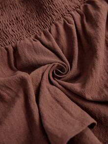 Freevana Plus Size Solid Color Ruched Bust Camisole And Wide Leg Pants 2 Pieces Set Outfit For Women Summer Clothes Boho Style Vacation Chocolate Brown Brunch - Coffee Brown - View 7