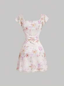SHEIN MOD Đầm ngắn in họa tiết thanh lịch, thời trang dành cho nữ - Hồng - Xem 6