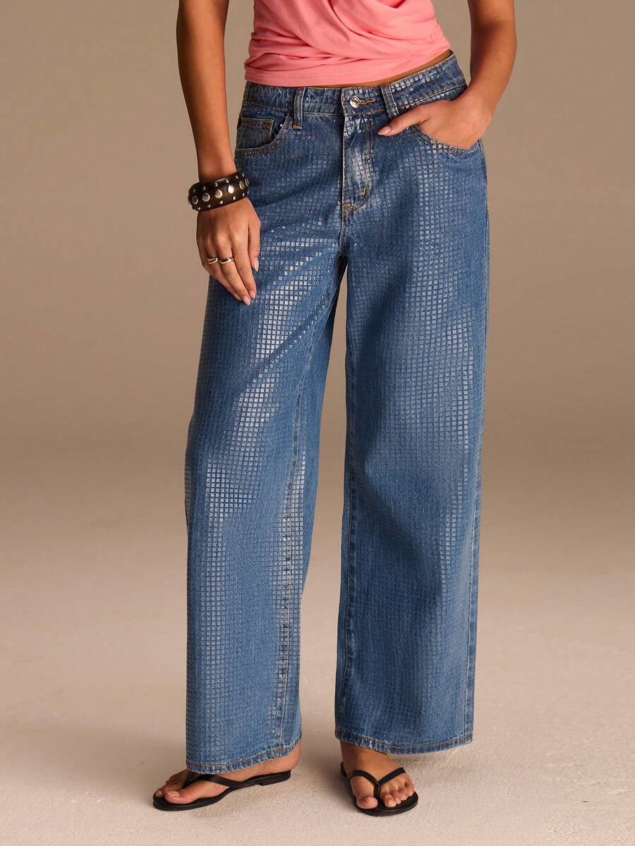 Athîral Women's Casual Vacation Denim Flare Leg Pants, Spring/Summer - Light Wash - View 1