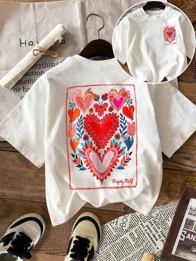 DrmWander Women's T-Shirt, Casual Street Style Graphic Short Sleeve T-Shirt, Cute Summer Top