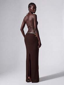 Elitara 优雅浪漫的露肩心形领镂空鱼尾连衣裙，适合节日、婚礼、晚宴、音乐会、商务宴会及其他活动。 - 杏色 - 查看 2