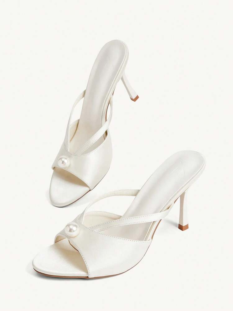 CUCCOO CHICEST Women Shoes Summer And Summer New Beige Lace Pearl Ankle Strap Women's High Heel Sandals Fashion Comfortable Versatile Sexy Party Banquet Wedding Women's Sandals Sandals Wedding Shoes Wedding Shoes Summer Shoes Bride Shoes
