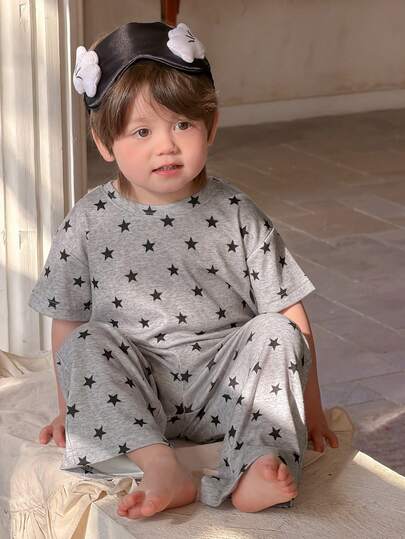 DAZY Infant/Baby BoyHigh Elasticity Modal Children Pajamas, Boys & Girls Summer Short Sleeve Lightweight Sleepwear Set
