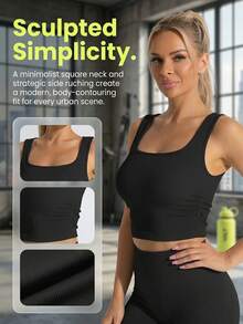 Velisys Velisys 3pcs Women's White And Brown,Black Seamless Sleeveless Stretchy Tank Tops,Summer Athleisure Pilates Yoga Golf Running Fitness Casual Sports Tops - Multicolor - View 3