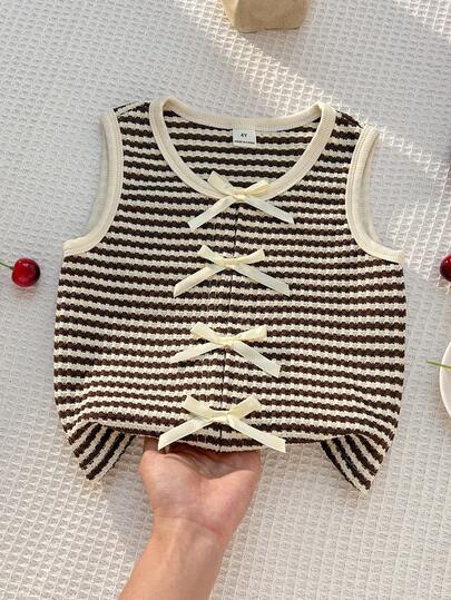 SHEIN Young Girls' Casual Bow Tie Camisole, Summer