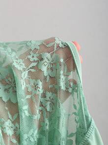 Sweetra Y2K Sexy Off-Shoulder Pleated Lace Patchwork Elegant Vacation Dress - Green - View 7