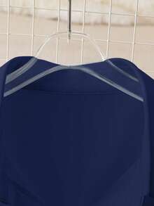 GlowEve Casual Solid Color Button Front T-Shirt, Summer Everyday Navy Blue - Royal Blue - View 3