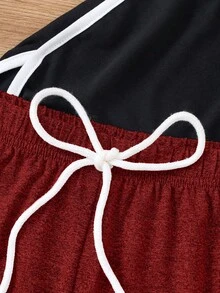 Chillnights 2件套休闲撞色绑带女式睡裤套装 - 彩色 - 查看 5