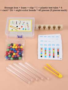 Kindergarten Test Tube Bead Clipping Toy For Children's Color Recognition, Hand Movement Training, Grasping, Early Education, And Brain Development. - Multicolor - View 6