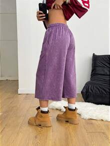 Coolane Women Summer Cotton Spring Streetwear Back To School Vintage Washed Distressed, Comfortable Denim Effect Purple Shorts Summer Outfits For Women - Purple - View 2