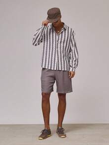Musero Camisa ligera con botones, cuello y mangas largas, con rayas de contraste, esencial para primavera y verano - Multicolor - Ver 3